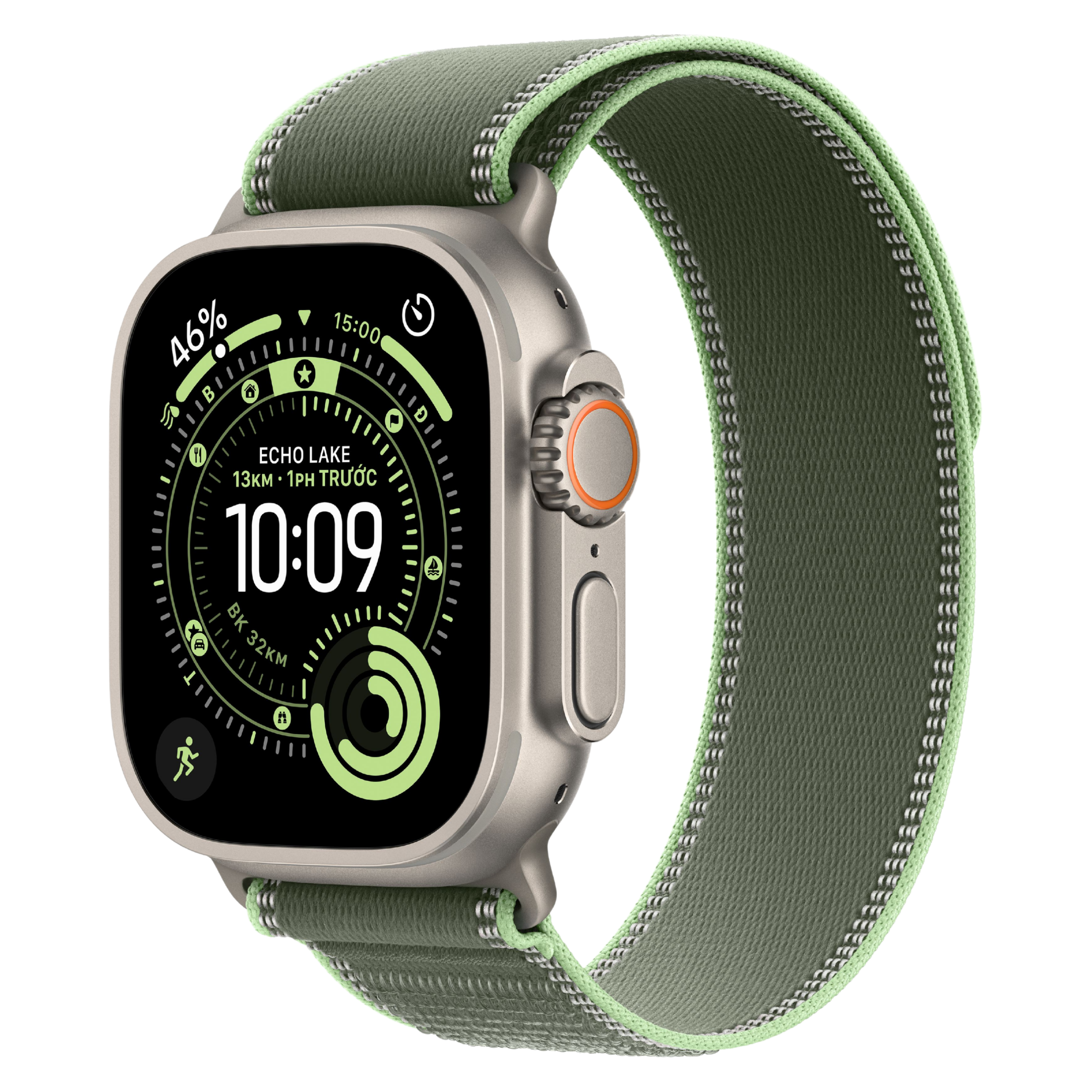 Apple Watch Ultra 3 LTE 49mm Vỏ Titan Tự Nhiên - Dây quấn Trail - Chính Hãng VN/A Xanh Dạ Quang